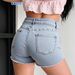 Plus Size Distressed Denim Shorts For Women - High Stretch Ripped Casual Hot Pants With Hollow-Out Design (Light Blue, 0XL-3XL)_ecoleips.com