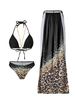 Women's Clothing Sexy Multi Color Chain Bikini Three Piece Set Printed Lace Swimsuit_ecoleips.com