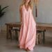 Women's Casual Sleeveless Long Dress With Pockets Loose Fit Cotton Linen Blend New_ecoleips.com