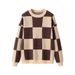 Aria Basics Aria Basics 2026 European American Winter New Style Elegant And Fashionable Round Neck Long Sleeve Checkered Loose Knit Sweater For_ecoleips.com