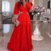Women's Clothing Autumn And Winter Dress Fashion Personality V Neck Party Mid Length Dress_ecoleips.com