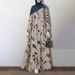 In Stock Cross-Border Muslim Middle Eastern Patchwork Robe Plus Size Women's Cotton Simple Sleeve Floral Long Dress_ecoleips.com