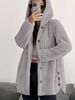 Stylish Unisex Hooded Button-Up Cardigan - Soft Polyester Blend Long Sleeve Casual Outerwear For Men & Women_ecoleips.com