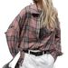 This Pink Checkered Long-Sleeved Shirt For Autumn And Winter Is Fashionable, Unique And Versatile. It's A Feminine Check_ecoleips.com