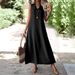 Elegant V-Neck Sleeveless Maxi Dress For Women - A-Line Flowy Long Dress In Solid Colors (Black, Khaki, Wine, Sky Blue, Beige)_ecoleips.com