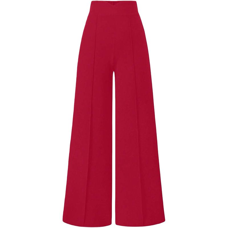 Retro High-Waisted Wide Leg Pants - Flowy Polyester Pants With Pockets For Casual & Office Wear (Black/Grey/Taupe/Green/Pink/Blue, S-XXL)_ecoleips.com