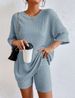 K European And American Style New Fashionable Casual Solid Color Round Neck Loose Women's Shorts Set. No Necklaces Or Other Accessories_ecoleips.com
