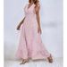 women's spring and summer new V-neck waist long skirt ruffled elegant dress female_ecoleips.com