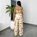 Women's Casual Vacation Two Piece Set Camisole Top And Pants Printed Lining_ecoleips.com