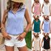 Ladies Vest 2025 Sleeveless Button Texture Collar Shirt Loose Casual Summer Top_ecoleips.com