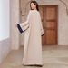 Women's New Muslim Fashion Cardigan Dubai Arabic Embroidery Color Block Robe Batwing Sleeve_ecoleips.com