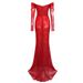 Women's Clothing New V Neck Long Sleeved Lace High Grade High Waist Pleated Fishtail Skirt Wedding Banquet Women's Dress Summer_ecoleips.com