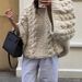 Women's Oversized Round Neck Sweater – Soft & Stylish Knit Top With Relaxed Fit, Pure Color For Casual & Office Wear (Rose Red, Beige, Blush Pink)_ecoleips.com