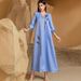 Women's Clothing Embroidered Silver Feather Edge Robe Jalibaya Dress_ecoleips.com