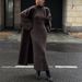 Elegant High-Neck Long Dress & Cardigan Set - Slim Fit Two-Piece Outfit For Women, Comfortable Polyester Blend, Black/Beige/Brown/Red_ecoleips.com