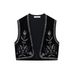 Aria Basics Aria Basics Velvet French Retro Niche Embroidered Short Vest For Women, 2025 European And American Style Spring New Arrival_ecoleips.com