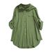 Women's Long Sleeve Button Shirt - Loose Fit Solid Color T-Shirt (European & American Style)_ecoleips.com
