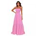 Elegant High-Waisted Retro A-Line Maxi Dress Solid Color Flowy Summer Dress Pink Black Neon Green Army Green_ecoleips.com