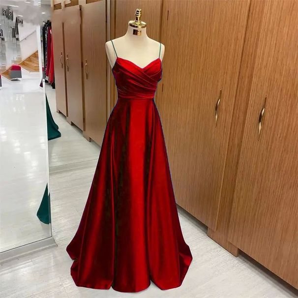 Women's Clothing New Dark Green Sling V Neck Simple Wedding Party Dress Sling Banquet Catwalk Fashion Dress_ecoleips.com