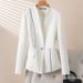Plus-size Women's Patchwork Collarless Blazer, Short Style For Petite Women, Waist-cinching, Unique Design, New_ecoleips.com