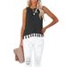 Aria Basics Aria Basics 2026 Summer Cross-Border New European And American Women's Round Neck Fashion Handmade Tassel Hollow Vest Knitted_ecoleips.com