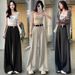 Real Shot Gray Suit For Women, High-End Feel, Draped Effect, Spring New Style, High Waist, Wide-Leg Pants, Casual_ecoleips.com