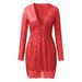 Verve 2025 Sexy Deep V-Neck Sheer Gold Sequin Bodycon Dress Long Sleeve Evening Gown Women's Autumn New Fashion_ecoleips.com