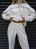 Streetwear Letter Print Tracksuit Set For Women - Long Sleeve Hoodie & Joggers (S-XL, White/Grey/Black, 95% Polyester Lightweight Fabric)_ecoleips.com