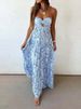 Sexy Strapless Hollow Out Bohemian Dress Women Elegant Sleeveless Backless Beach Dress Fashion Flower Print Draped Long Dresses_ecoleips.com