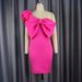 Women's Clothing Plus Size Sexy One Shoulder Ruffled Bow Slim High Waisted Large Size Evening Dress_ecoleips.com