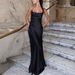 Women Sexy Off Shoulder Satin Slip Dress Open Back Tie Bow Strap Party Evening Summer Wedding Guest Dress_ecoleips.com