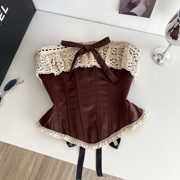 Premium Strapless Tank Tops for Women Sexy Alluring Lace Crochet Ribbon Bodice Summer Style Perfect for Petite Figures_ecoleips.com