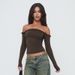 WG091 European And American Women's Fashion Autumn New Solid Color One-shoulder Asymmetrical Pleated Sexy Long-sleeve_ecoleips.com