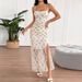 AD198 European And American 2025 Summer New Women's Fashion Sexy Printed Slim-Fit Waist-Cinching Lace Strapless Dress_ecoleips.com