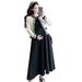 Maternity Wear 2025 Autumn New Korean Version Fashion Long-sleeved Color Matching Top Jacket Thin Vest Dress Two-piece Set_ecoleips.com