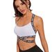 Letter Shoulder Strap Yoga Bra Fitness Running Gathered Sports Underwear_ecoleips.com