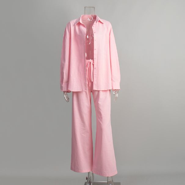 Women's Clothing Shirt And Trousers Suit Spring And Summer New Loose Long Sleeved Shirt Casual Suit For Women_ecoleips.com