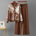 Women's Clothing Suit Jacquard Cardigan Single Breasted Sweater Casual Sports Wide Leg Pants Two Piece Suit_ecoleips.com