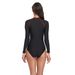 Swimsuit Women's New Surfing Suit One Piece Conservative Zipper Style Solid Color Splicing Sun Protection Fashion Sports Swimsuit_ecoleips.com