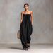 Spring/Summer Women's Strapless Bandeau Jumpsuit American Style Cotton Linen Blend Simple Clothing Trousers_ecoleips.com