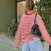French-style Hot-selling Women's Clothing 2026 Spring New Fashion Striped Loose Color-blocking Round-neck Long-sleeve_ecoleips.com