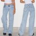 Women's Clothing Low Waist Straight Pants Washed Light Blue Denim Trousers_ecoleips.com