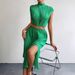 Women's Style Two Piece Skirt Set Sleeveless Fitted Top Sexy Summer Outfit With Side Slit_ecoleips.com