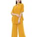 Modest Evening Dress Traditional Middle Eastern Abaya Muslim Outfit Women's Five Sleeve Shirt And Wide Leg Trousers Two Piece Clothing_ecoleips.com
