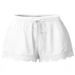 2025s 2025 Summer Solid Color Lace-Up Shorts Casual Pants For Women_ecoleips.com
