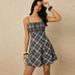 Ruihou Women's Plaid Mini Dress Sexy Autumn Short Skirt Slim Fit Casual English Style Thin Material For Summer Fashion_ecoleips.com