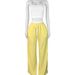 Women's Clothing Style Women's Summer High Waist Wide Leg Pants Set Double Waist Design Fashionable Clothing_ecoleips.com
