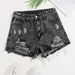 High-Waisted Distressed Denim Shorts for Women Slimming Ripped Frayed Edges Retro American Style Versatile Bodycon Hot Pants_ecoleips.com