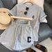 Letter Fashion Casual Short Sleeved Shorts Two Piece Suit For Women Summer New Loose Simple Large Size Suit_ecoleips.com