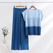 Luxury Mom Summer Outfit – Lightweight Knit Two-Piece Set With Wide-Leg Pants (Ombre Color Block, Sleeveless Top, One Size Fits Most, Comfort Wear)_ecoleips.com